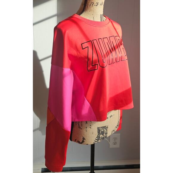 ZUMBA Red And Pink Block Sweatshirt New Without Tags - Picture 3 of 8